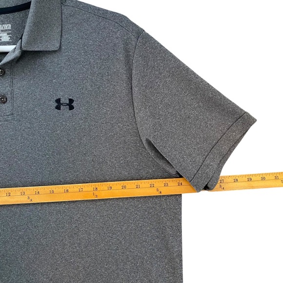 Under Armour HeatGear Mens XL Polo Shirt Charcoal Grey Heathered Loose Fit Golf - Picture 7 of 8